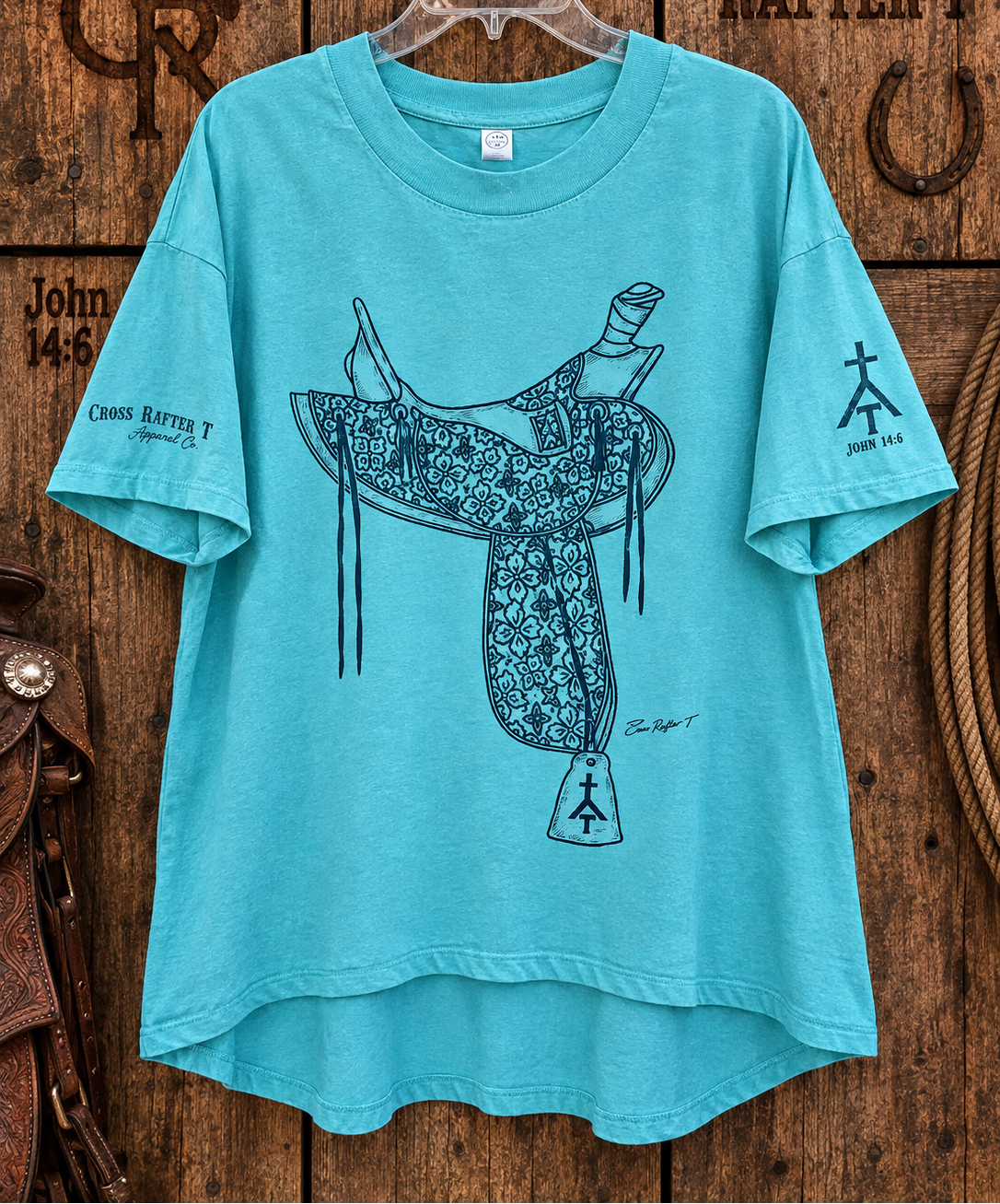 Floral Saddle Ladies Turquoise