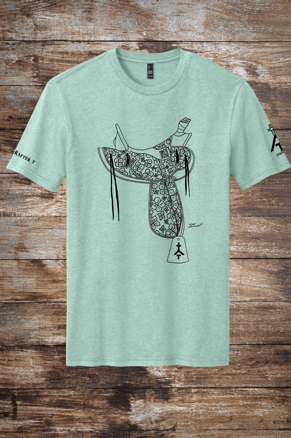 Floral Tooled Saddle in Sage Green